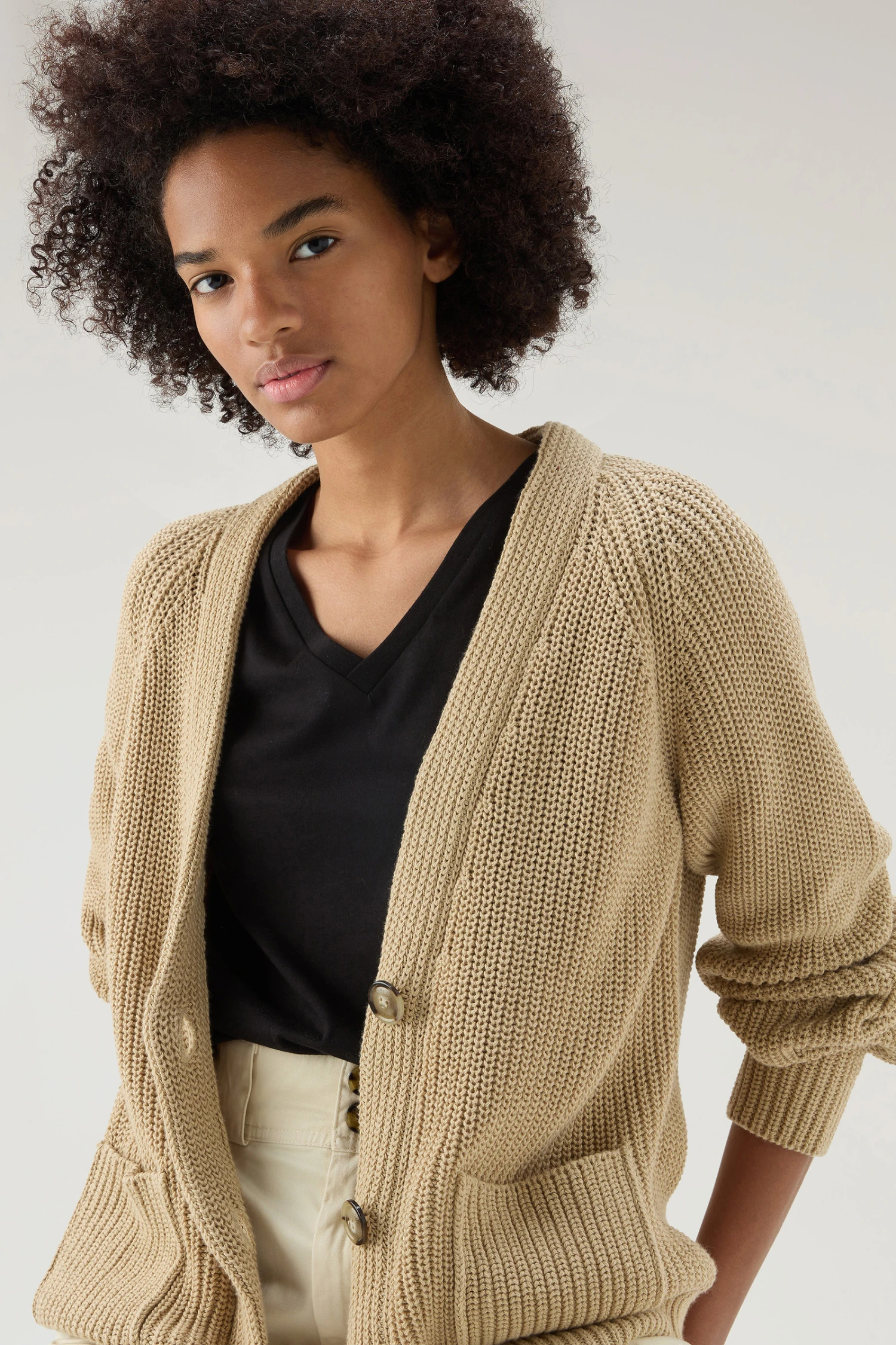 Woolrich Cardigan In Puro Cotone Tinto In Capo Naturalmente - Donna - Bianco 6 Woolrich Cardigan In Puro Cotone Tinto In Capo Naturalmente - Donna - Bianco - immagine 4