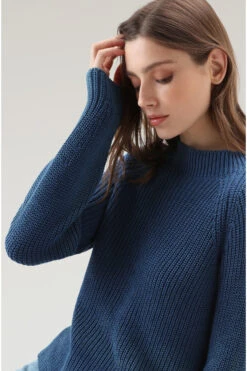 Woolrich Maglia Girocollo In Puro Cotone Tinto In Capo Naturalmente - Donna - Blu -Offerta Economica Vestiario CFWWKN0211FRUF0670 313 3