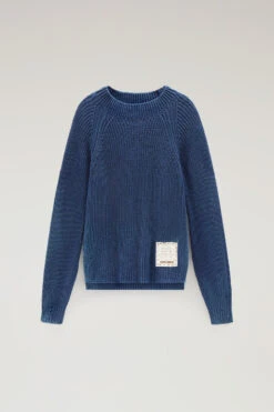 Woolrich Maglia Girocollo In Puro Cotone Tinto In Capo Naturalmente - Donna - Blu -Offerta Economica Vestiario CFWWKN0211FRUF0670 313 4