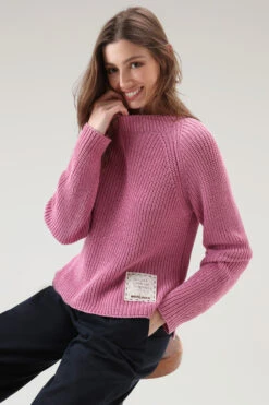 Woolrich Maglia Girocollo In Puro Cotone Tinto In Capo Naturalmente - Donna - Rosa -Offerta Economica Vestiario CFWWKN0211FRUF0670 4376 3