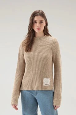 Woolrich Maglia Girocollo In Puro Cotone Tinto In Capo Naturalmente - Donna - Bianco