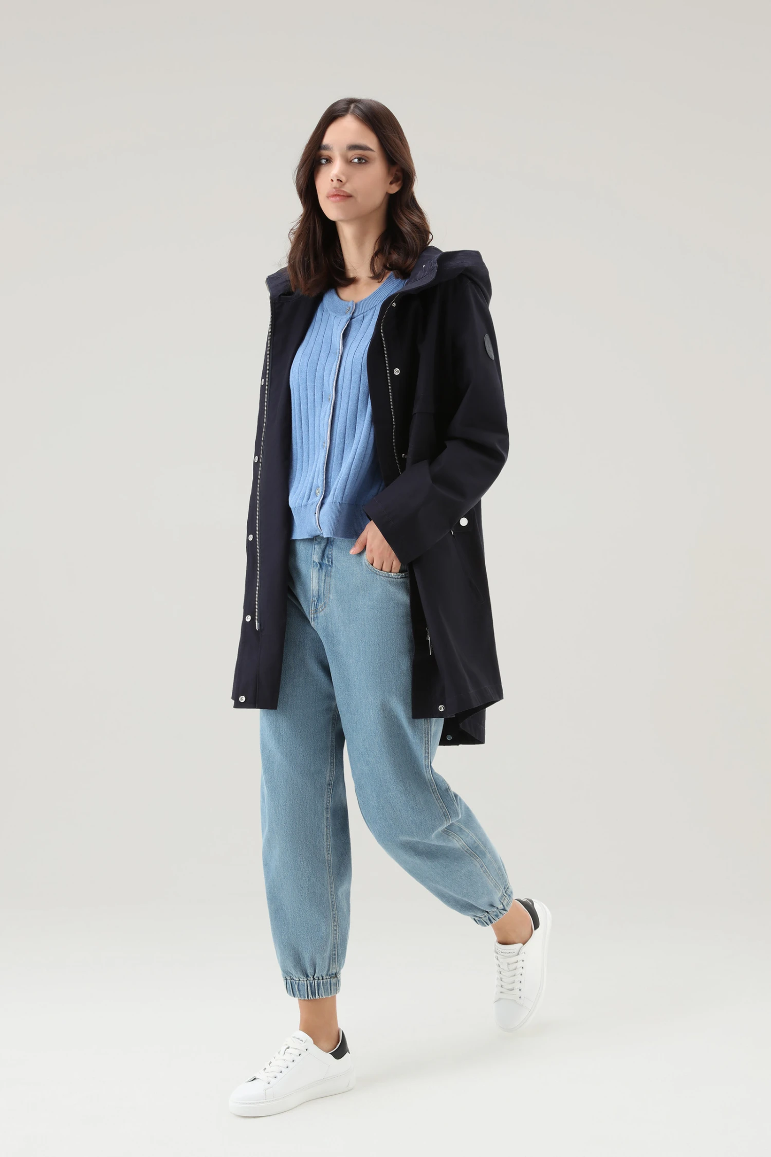 Woolrich Cardigan In Puro Cotone A Coste Larghe - Donna - Blu 4 Woolrich Cardigan In Puro Cotone A Coste Larghe - Donna - Blu - immagine 2