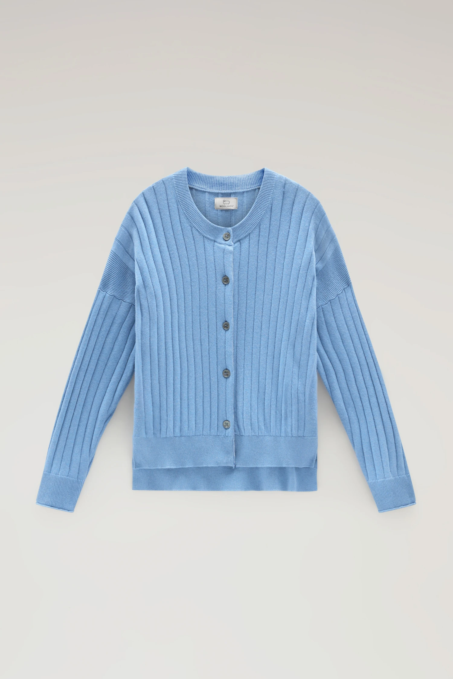 Woolrich Cardigan In Puro Cotone A Coste Larghe - Donna - Blu 7 Woolrich Cardigan In Puro Cotone A Coste Larghe - Donna - Blu - immagine 5