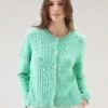 Woolrich Cardigan In Puro Cotone A Coste Larghe - Donna - Verde