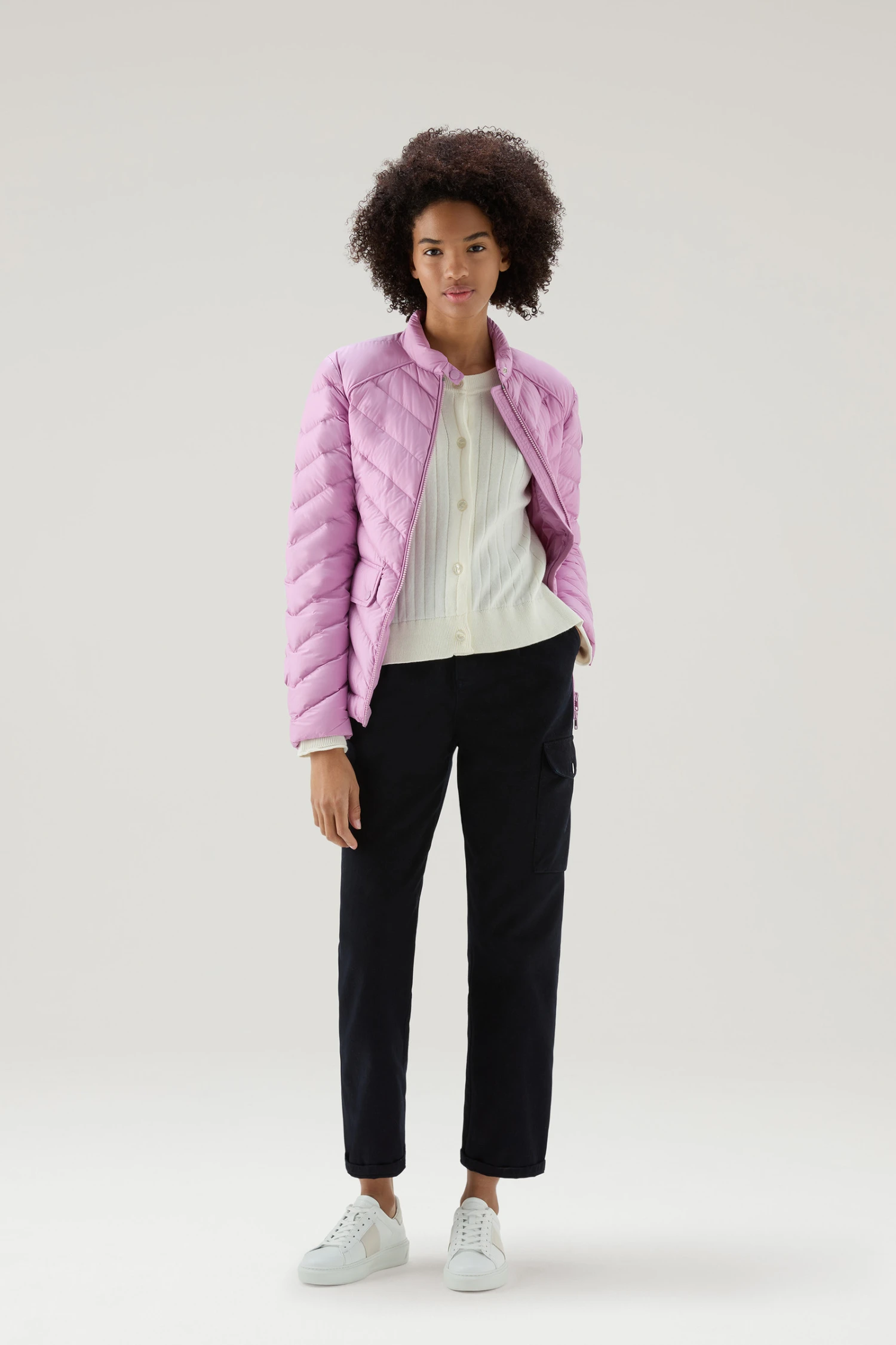 Woolrich Cardigan In Puro Cotone A Coste Larghe - Donna - Bianco 4 Woolrich Cardigan In Puro Cotone A Coste Larghe - Donna - Bianco - immagine 2