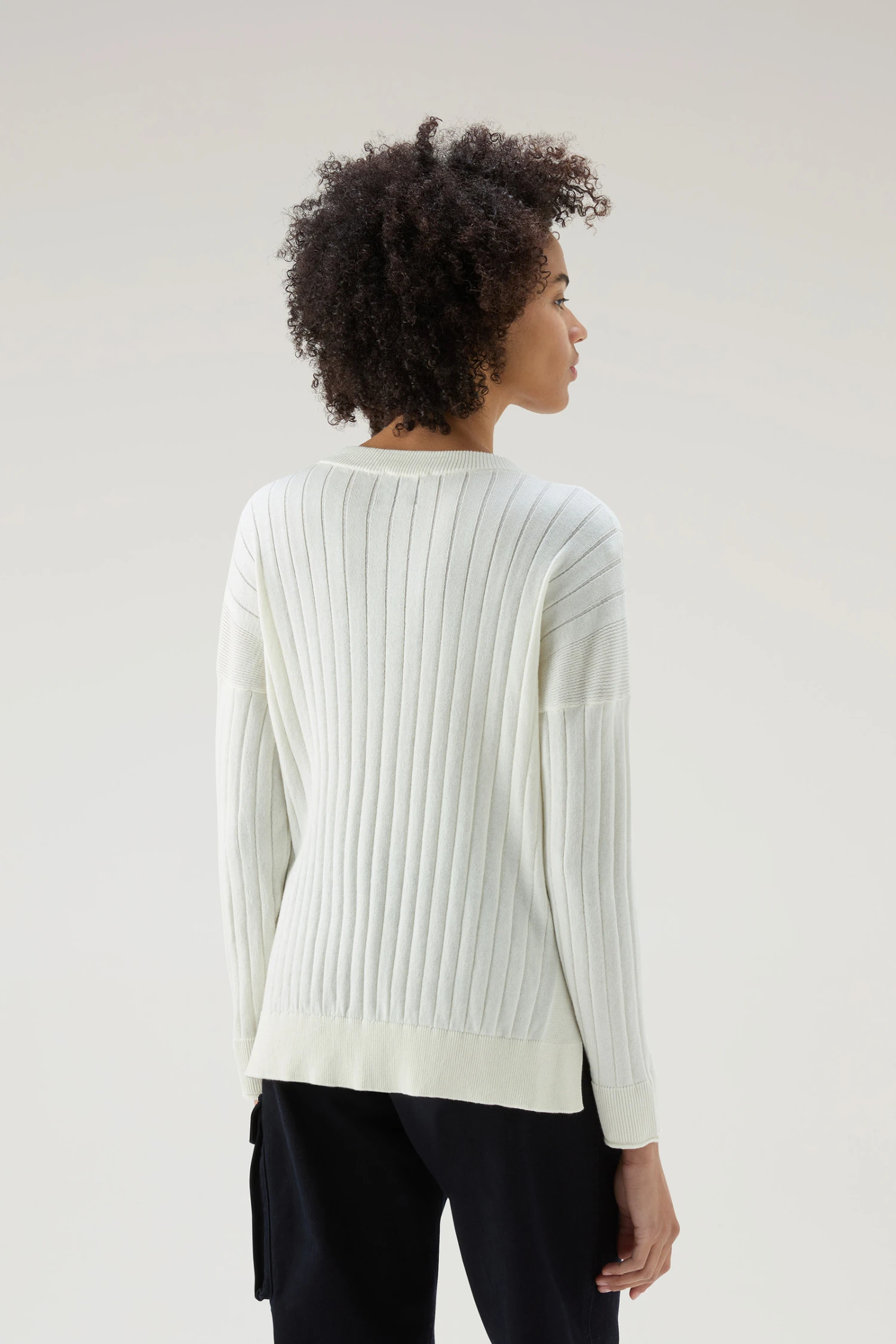 Woolrich Cardigan In Puro Cotone A Coste Larghe - Donna - Bianco 5 Woolrich Cardigan In Puro Cotone A Coste Larghe - Donna - Bianco - immagine 3