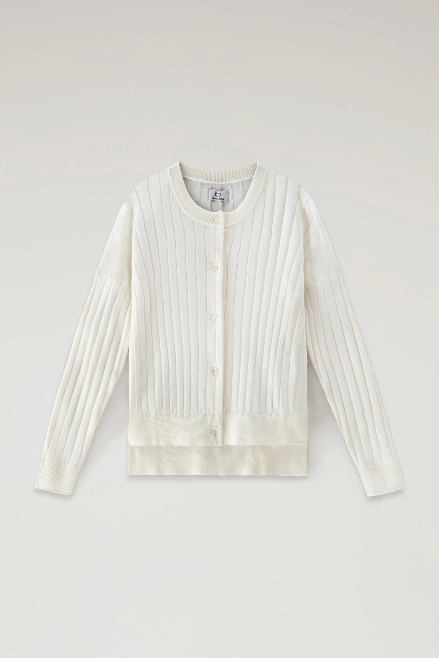 Woolrich Cardigan In Puro Cotone A Coste Larghe - Donna - Bianco 7 Woolrich Cardigan In Puro Cotone A Coste Larghe - Donna - Bianco - immagine 5