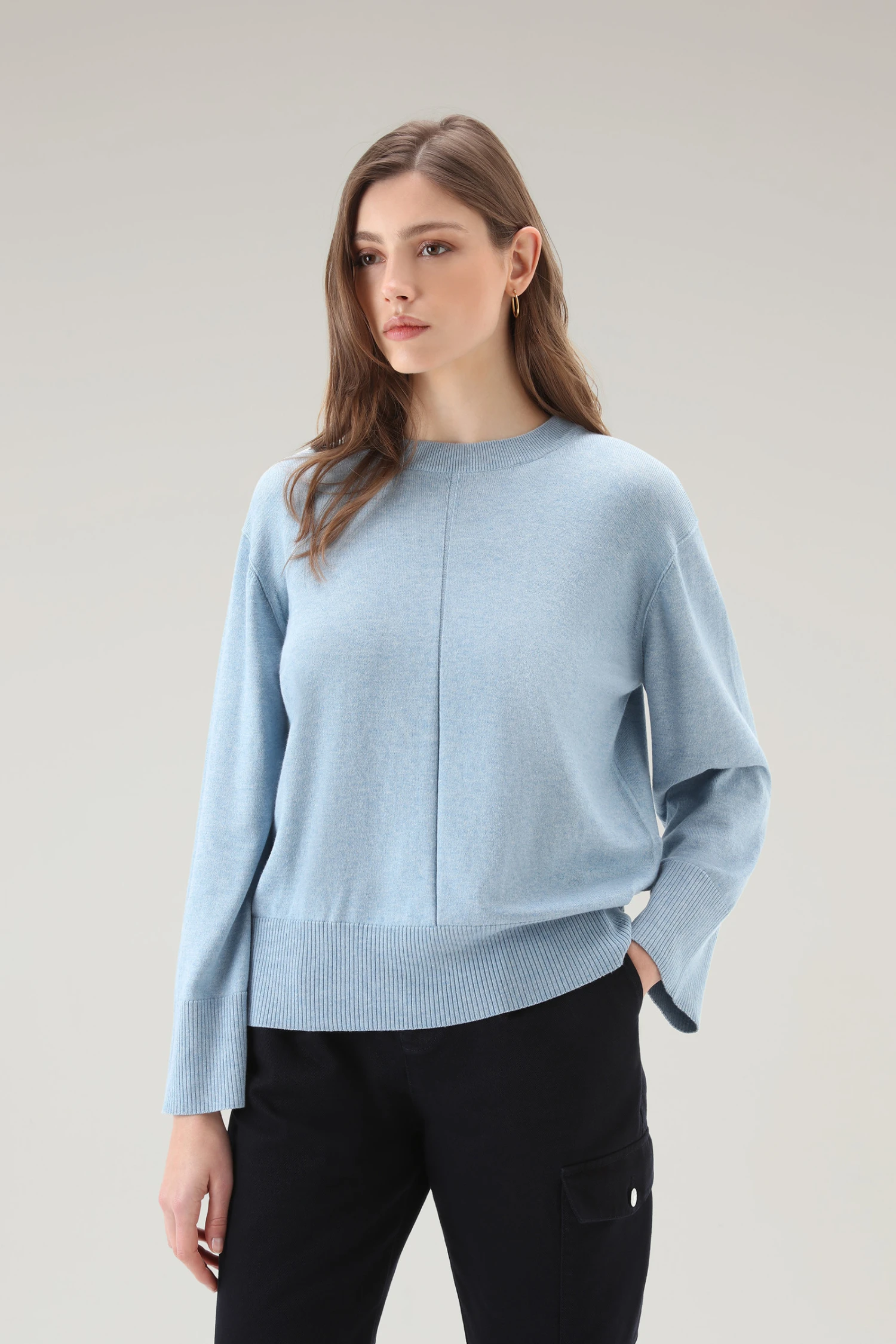 Woolrich Maglia Girocollo In Misto Cotone E Cashmere - Donna - Blu 3 Woolrich Maglia Girocollo In Misto Cotone E Cashmere - Donna - Blu