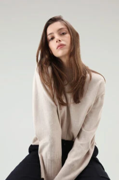 Woolrich Maglia Girocollo In Misto Cotone E Cashmere - Donna - Beige -Offerta Economica Vestiario CFWWKN0225FRUF0688 824 3