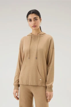 Woolrich Maglia In Misto Lana E Cashmere Con Cappuccio - Donna - Marrone