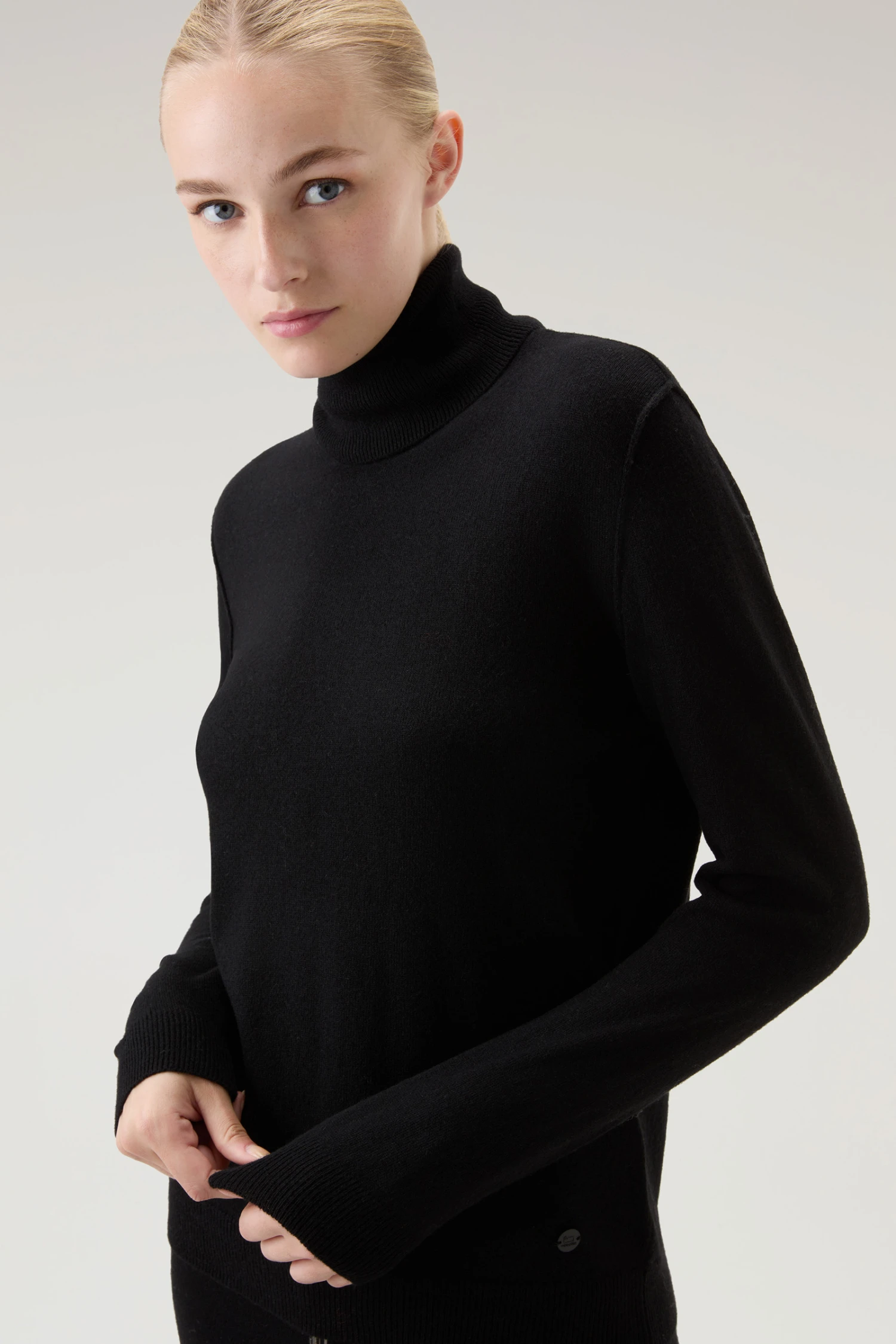 Woolrich Maglione A Collo Alto In Misto Lana E Cashmere - Donna - Nero 6 Woolrich Maglione A Collo Alto In Misto Lana E Cashmere - Donna - Nero - immagine 4