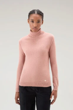 Woolrich Maglione A Collo Alto In Misto Lana E Cashmere - Donna - Rosa