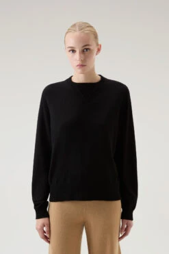 Woolrich Maglia Girocollo In Misto Lana E Cashmere - Donna - Nero