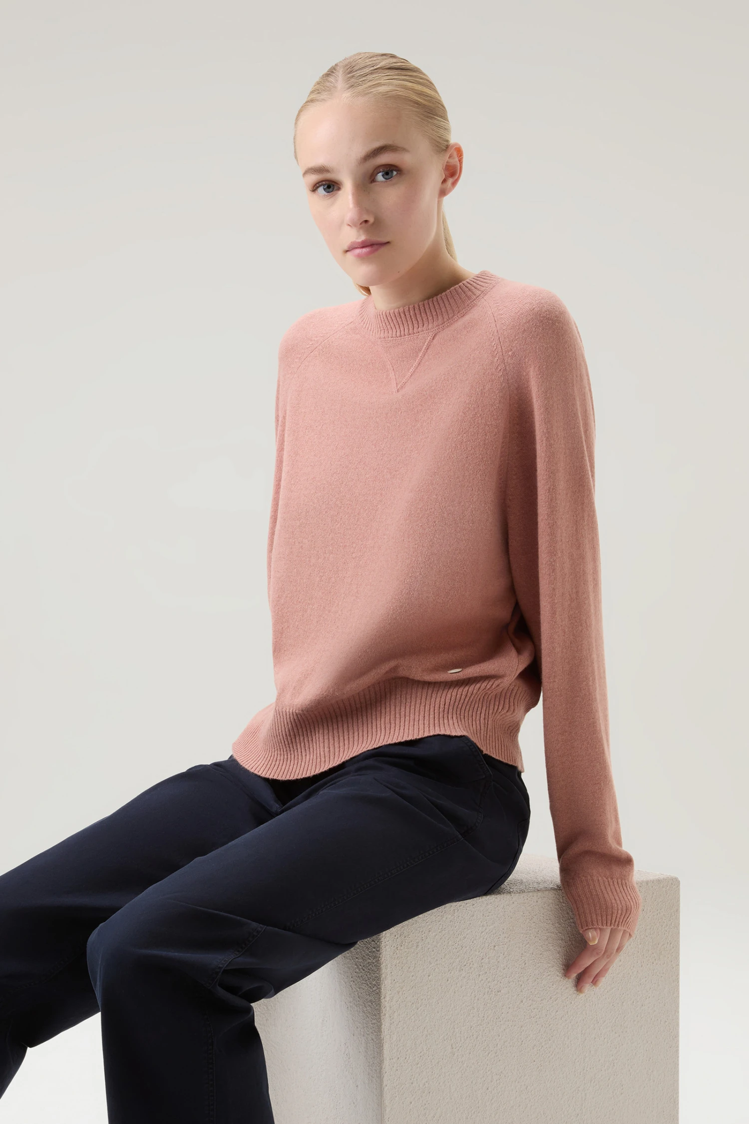 Woolrich Maglia Girocollo In Misto Lana E Cashmere - Donna - Rosa 6 Woolrich Maglia Girocollo In Misto Lana E Cashmere - Donna - Rosa - immagine 4