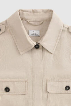 Woolrich Giacca Camicia Outdoor In Misto Lino - Donna - Beige -Offerta Economica Vestiario CFWWOS0057FRUT3043 8925 4