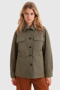 Woolrich Giacca Camicia In Cotone Elasticizzato - Donna - Verde