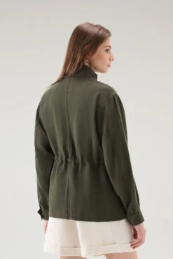 Woolrich Giacca A Camicia Utility In Misto Lino - Donna - Verde -Offerta Economica Vestiario CFWWOS0078FRUT3043 614 2