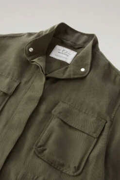Woolrich Giacca A Camicia Utility In Misto Lino - Donna - Verde -Offerta Economica Vestiario CFWWOS0078FRUT3043 614 5