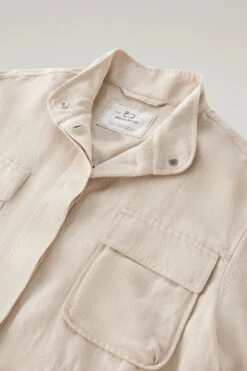 Woolrich Giacca A Camicia Utility In Misto Lino - Donna - Beige -Offerta Economica Vestiario CFWWOS0078FRUT3043 8925 5