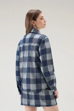 Woolrich Camicia A Quadri In Denim Di Puro Cotone - Donna - Blu -Offerta Economica Vestiario CFWWOS0081FRUT3345 31078 2