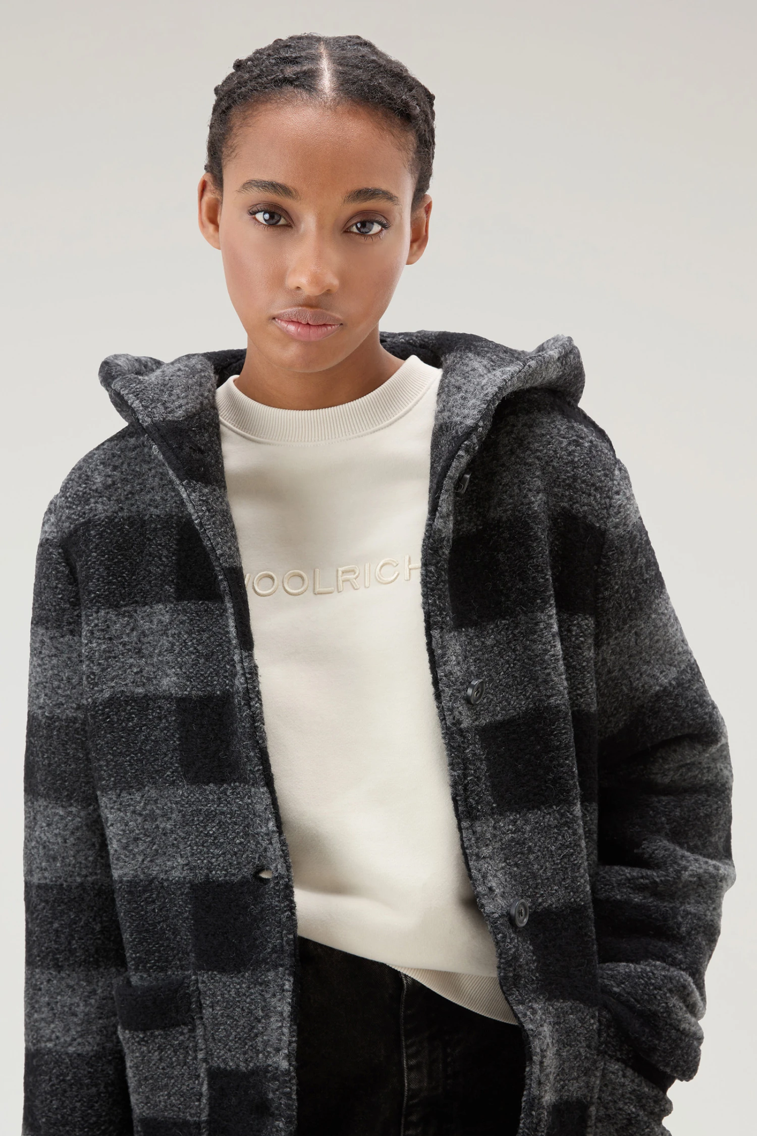 Woolrich Cappotto Gentry In Misto Lana Con Cappuccio - Donna - Nero 6 Woolrich Cappotto Gentry In Misto Lana Con Cappuccio - Donna - Nero - immagine 4