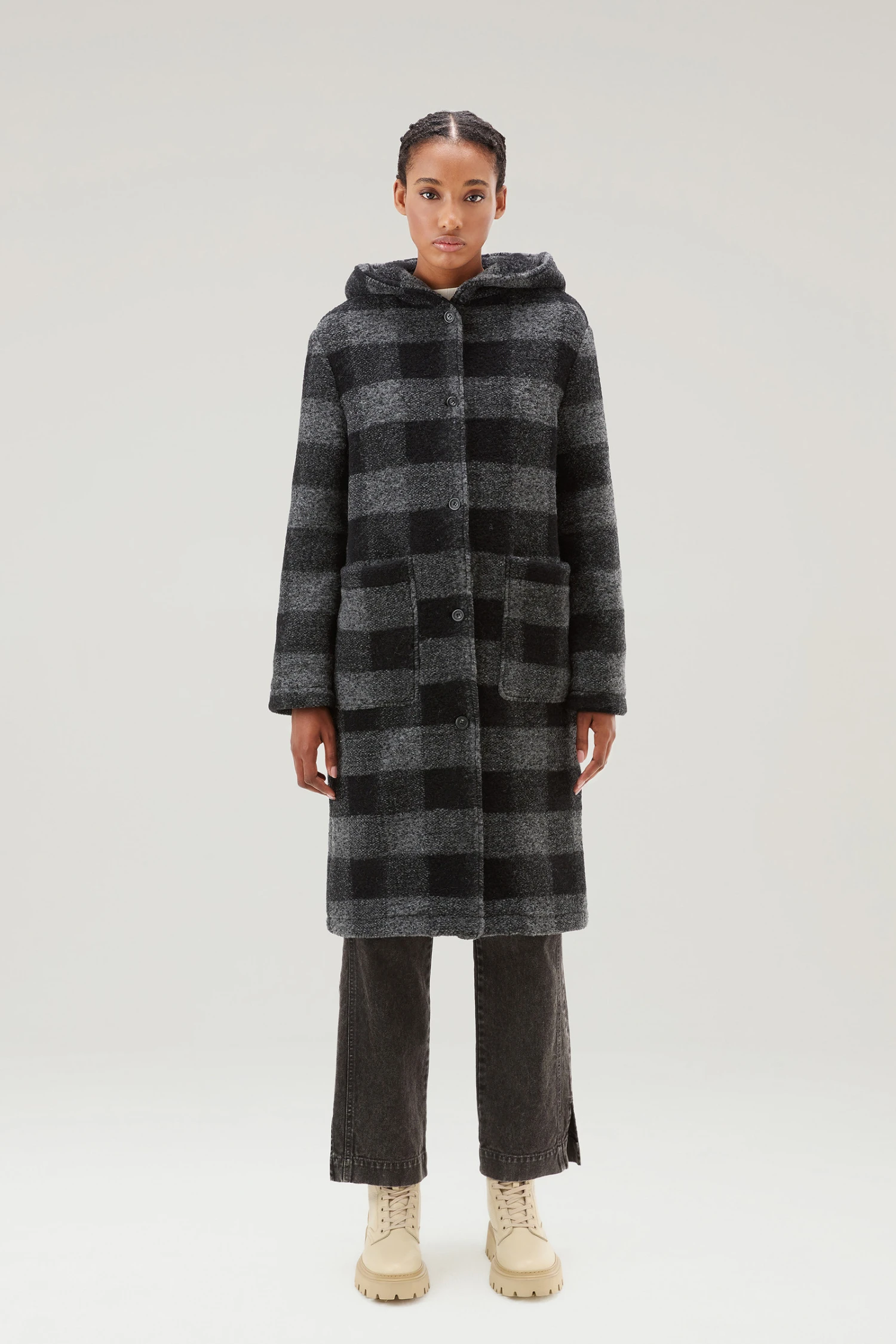 Woolrich Cappotto Gentry In Misto Lana Con Cappuccio - Donna - Nero 3 Woolrich Cappotto Gentry In Misto Lana Con Cappuccio - Donna - Nero
