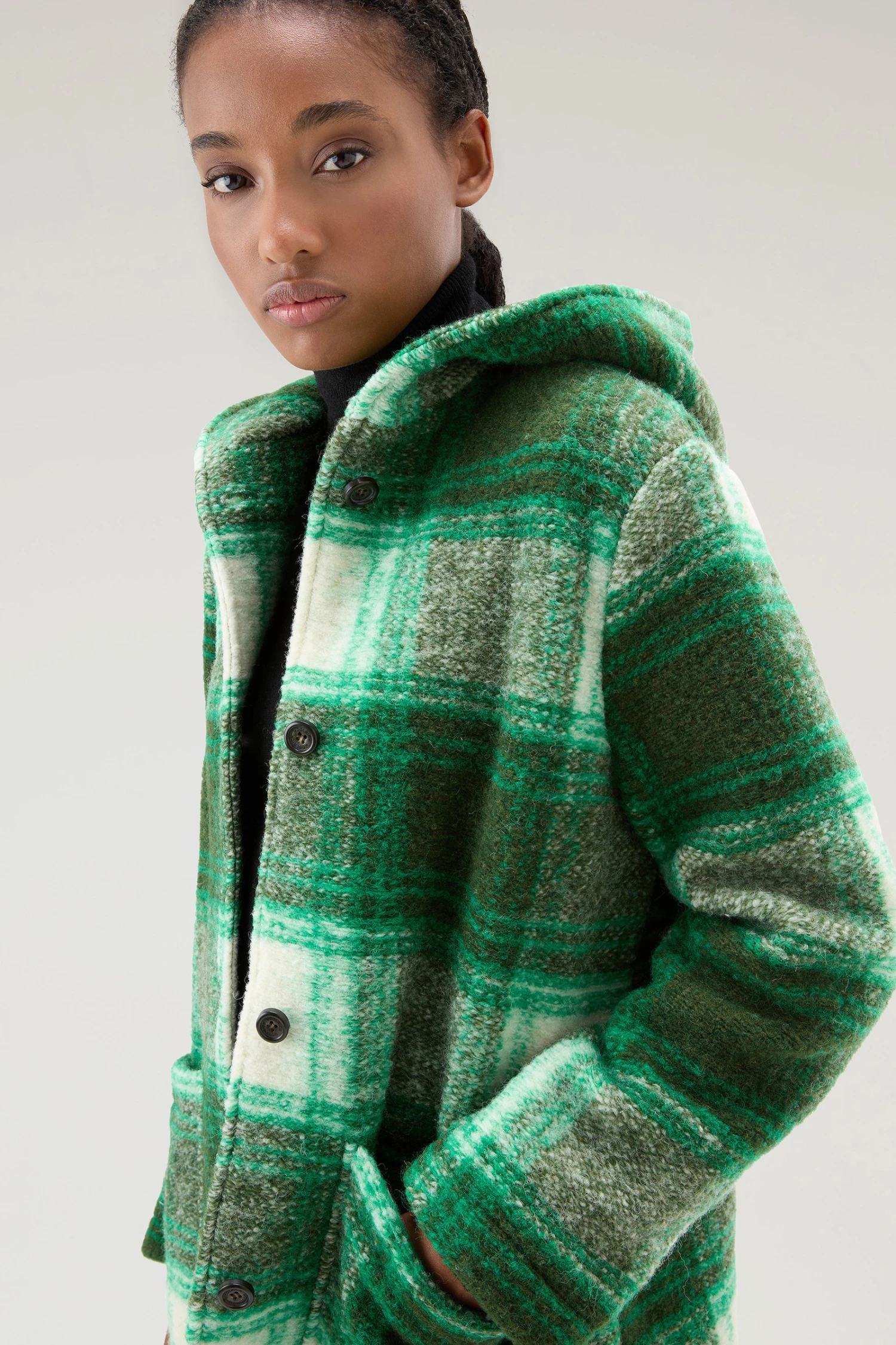 Woolrich Cappotto Gentry In Misto Lana Con Cappuccio - Donna - Verde 6 Woolrich Cappotto Gentry In Misto Lana Con Cappuccio - Donna - Verde - immagine 4
