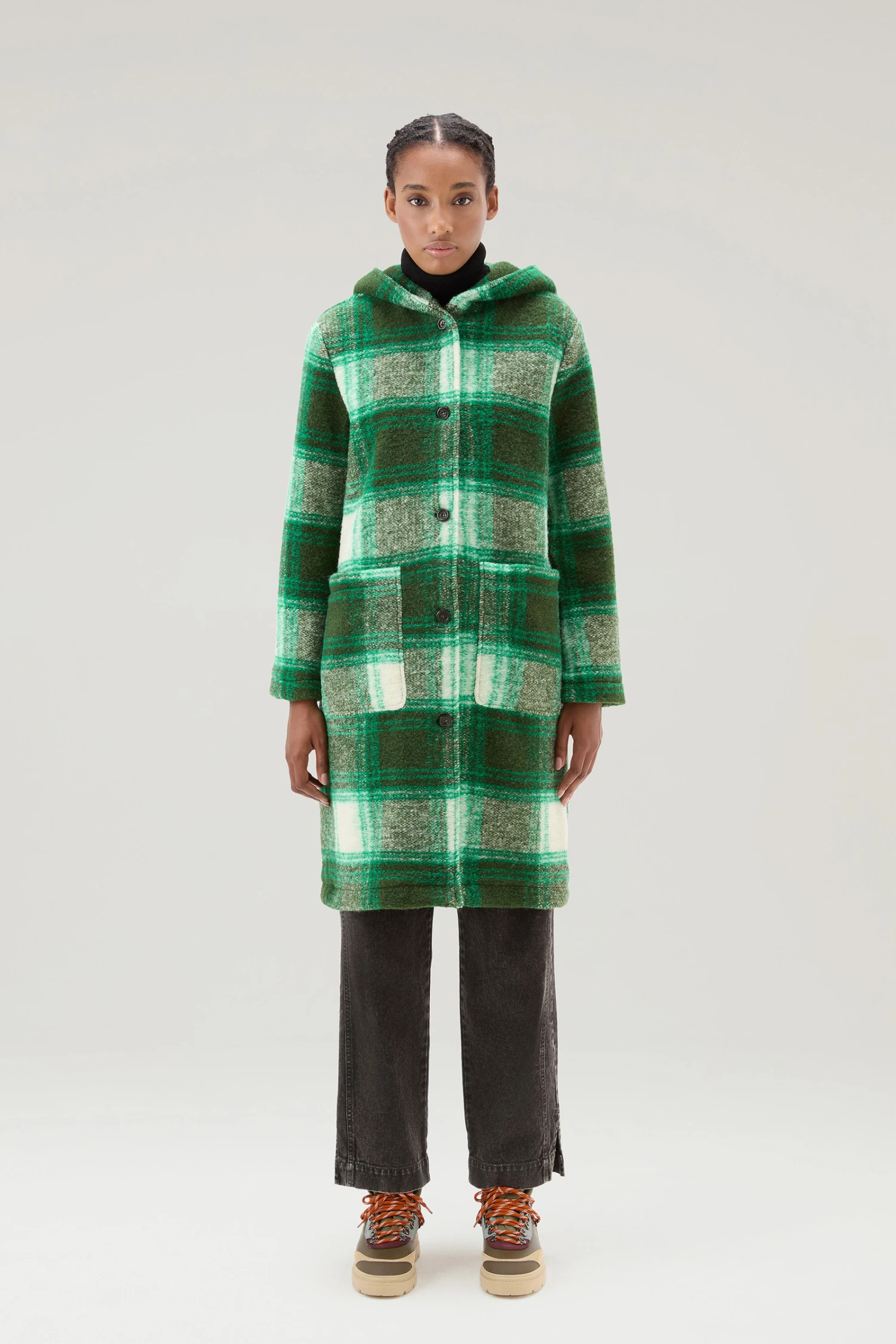 Woolrich Cappotto Gentry In Misto Lana Con Cappuccio - Donna - Verde 3 Woolrich Cappotto Gentry In Misto Lana Con Cappuccio - Donna - Verde