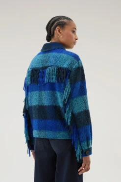 Woolrich Giacca A Camicia Con Frange In Misto Lana E Alpaca - Donna - Blu -Offerta Economica Vestiario CFWWOS0092FRUT3494 3982 2