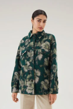 Woolrich Giacca A Camicia Gentry In Misto Lana - Donna - Verde