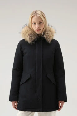 Woolrich Arctic Parka In Ramar Cloth Con Pelliccia Removibile - Donna - Blu