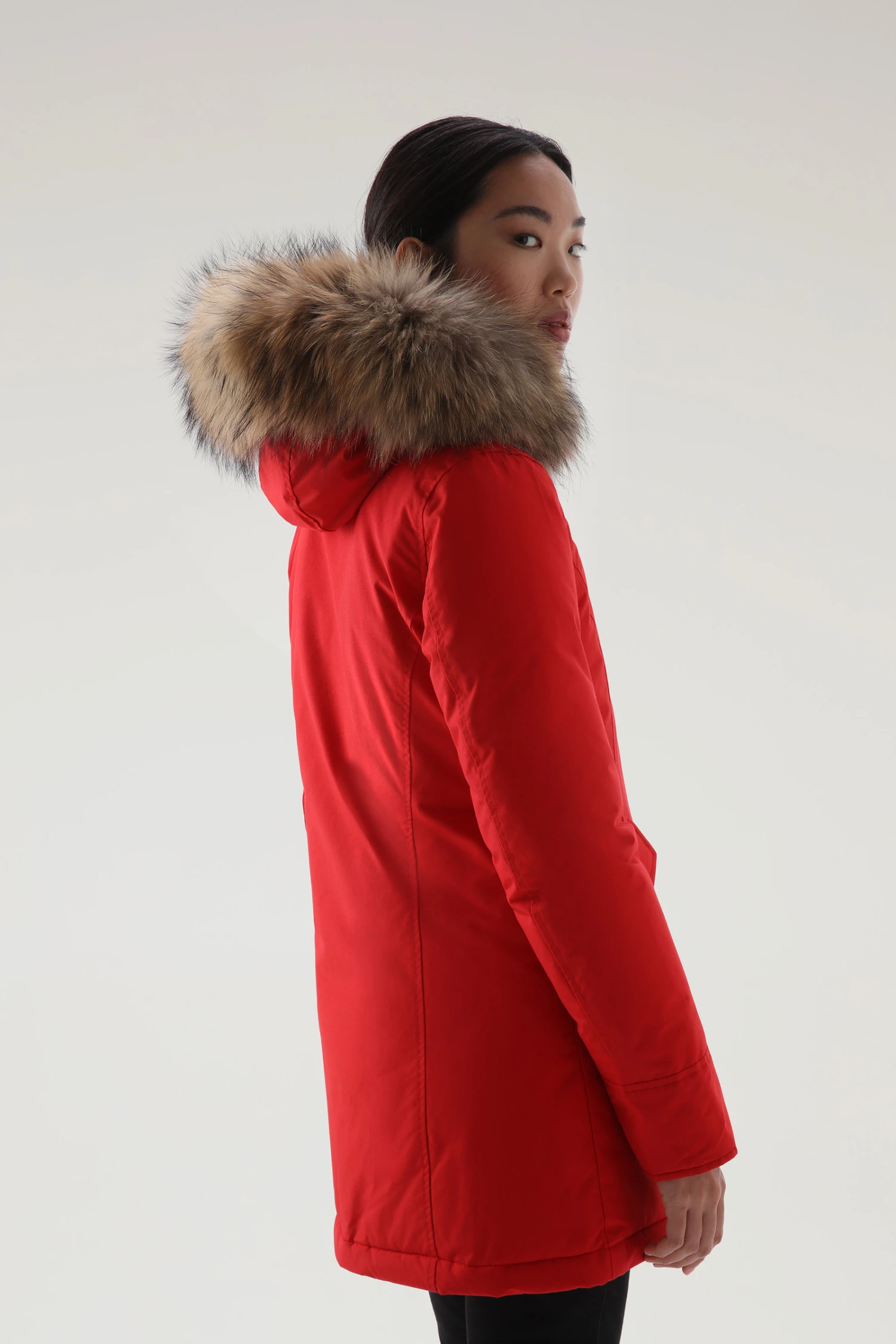 Woolrich Arctic Parka In Ramar Cloth Con Pelliccia Removibile - Donna - Rosso 5 Woolrich Arctic Parka In Ramar Cloth Con Pelliccia Removibile - Donna - Rosso - immagine 3