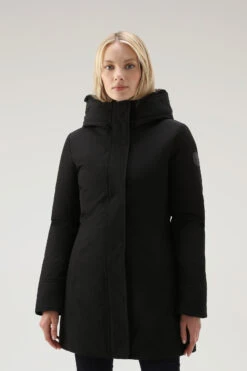 Woolrich Boulder Parka In Ramar Cloth Con Cappuccio E Collo Removibile In Pelliccia Sintetica - Donna - Nero