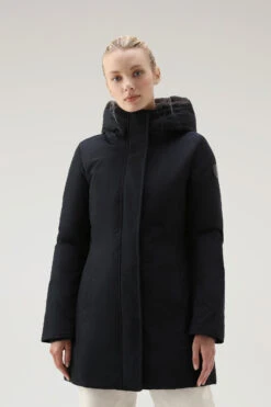 Woolrich Boulder Parka In Ramar Cloth Con Cappuccio E Collo Removibile In Pelliccia Sintetica - Donna - Blu