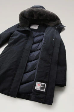 Woolrich Boulder Parka In Ramar Cloth Con Cappuccio E Collo Removibile In Pelliccia Sintetica - Donna - Blu -Offerta Economica Vestiario CFWWOU0724FRUT0001 DKN 9