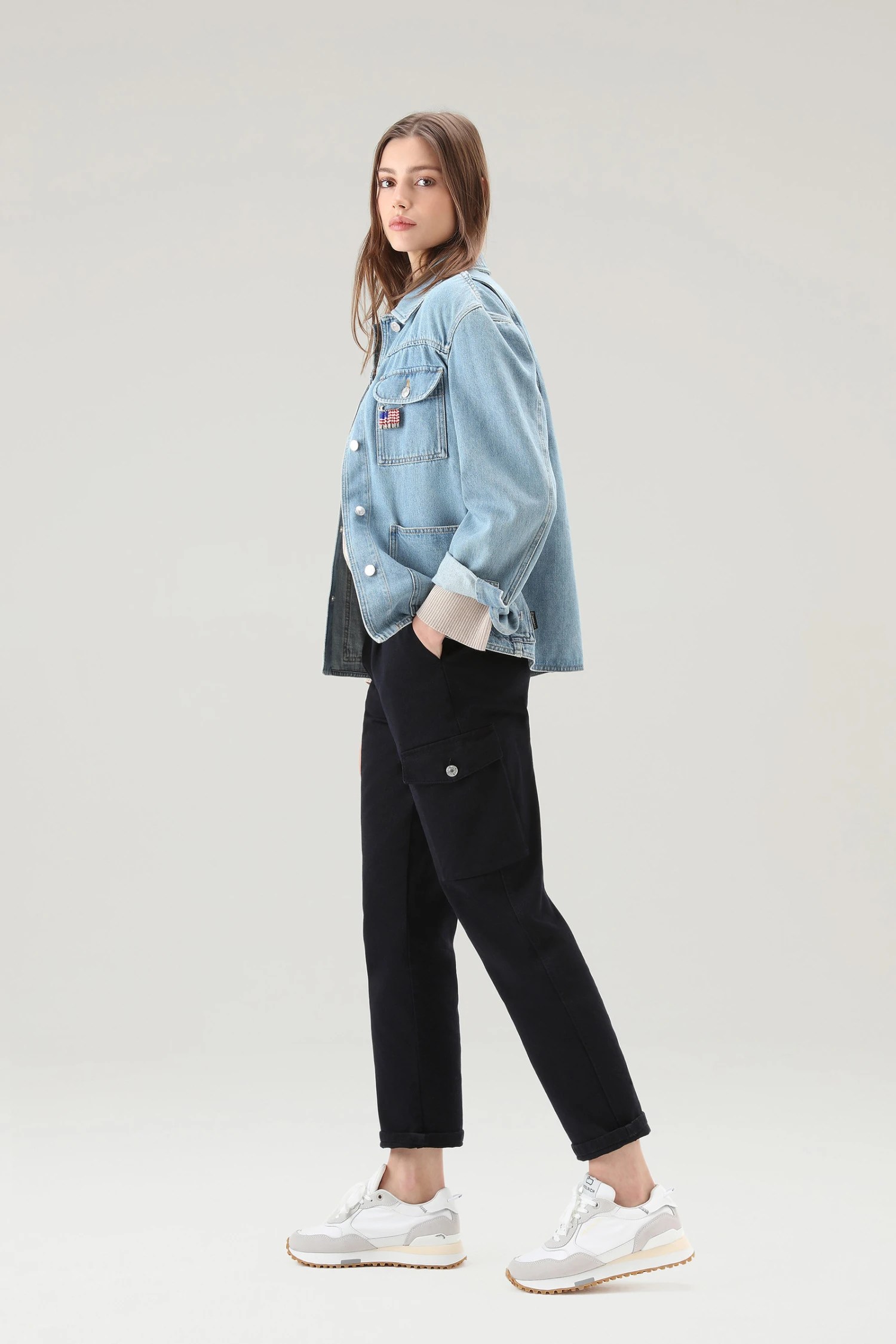 Woolrich Giacca In Denim Stone Washed Di Puro Cotone - Donna - Blu 4 Woolrich Giacca In Denim Stone Washed Di Puro Cotone - Donna - Blu - immagine 2