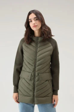 Woolrich Giacca Ibrida Trapuntata Con Cappuccio Removibile - Donna - Verde