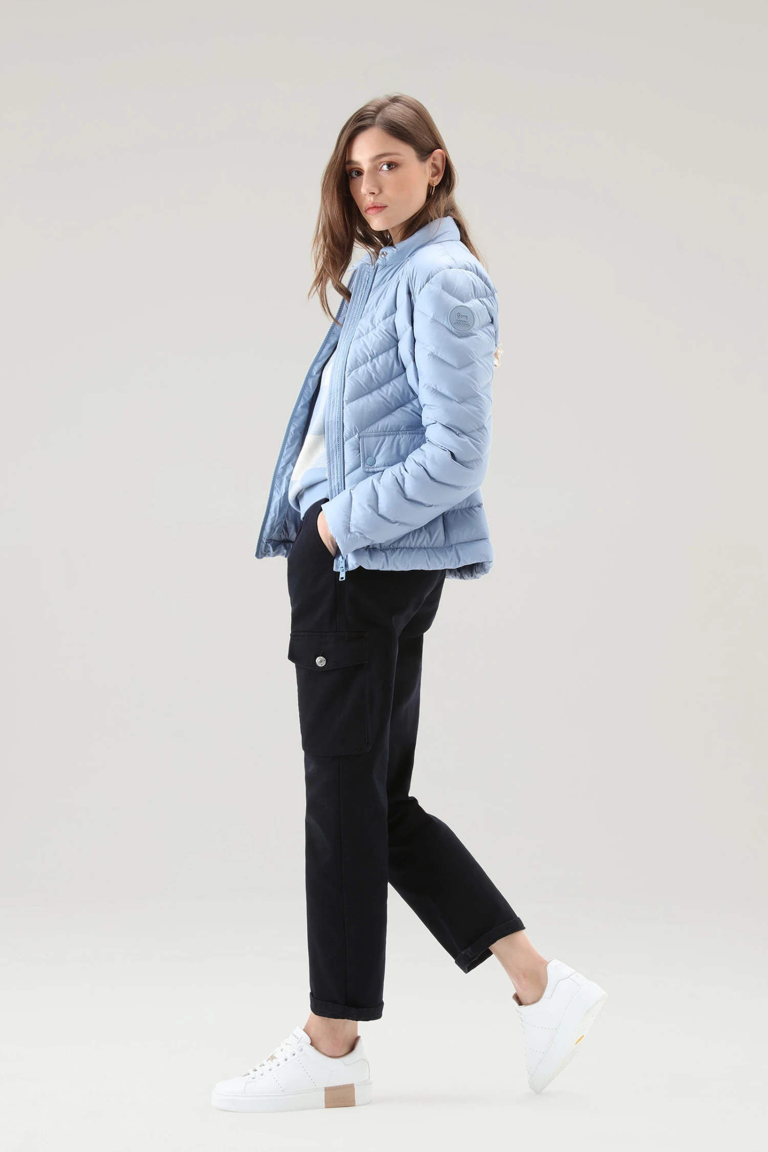 Woolrich Giacca Corta Imbottita Con Trapuntatura Chevron - Donna - Blu 4 Woolrich Giacca Corta Imbottita Con Trapuntatura Chevron - Donna - Blu - immagine 2