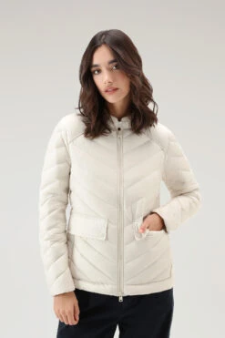 Woolrich Giacca Corta Imbottita Con Trapuntatura Chevron - Donna - Bianco