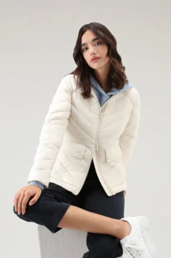 Woolrich Giacca Corta Imbottita Con Trapuntatura Chevron - Donna - Bianco -Offerta Economica Vestiario CFWWOU0776FRUT2635 8743 3