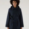 Woolrich Trench Fayette Con Cappuccio Removibile - Donna - Blu