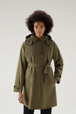 Woolrich Trench Fayette Con Cappuccio Removibile - Donna - Verde