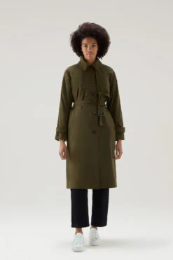 Woolrich Trench Estivo In Tessuto Urban Touch Con Cintura - Donna - Verde