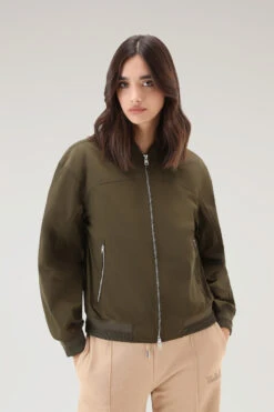 Woolrich Summer Bomber In Urban Touch - Donna - Verde
