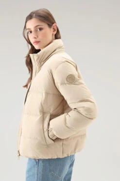 Woolrich Piumino In Nylon Eco Taslan Con Cappuccio Removibile - Donna - Beige -Offerta Economica Vestiario CFWWOU0795FRUT3327 4377 3