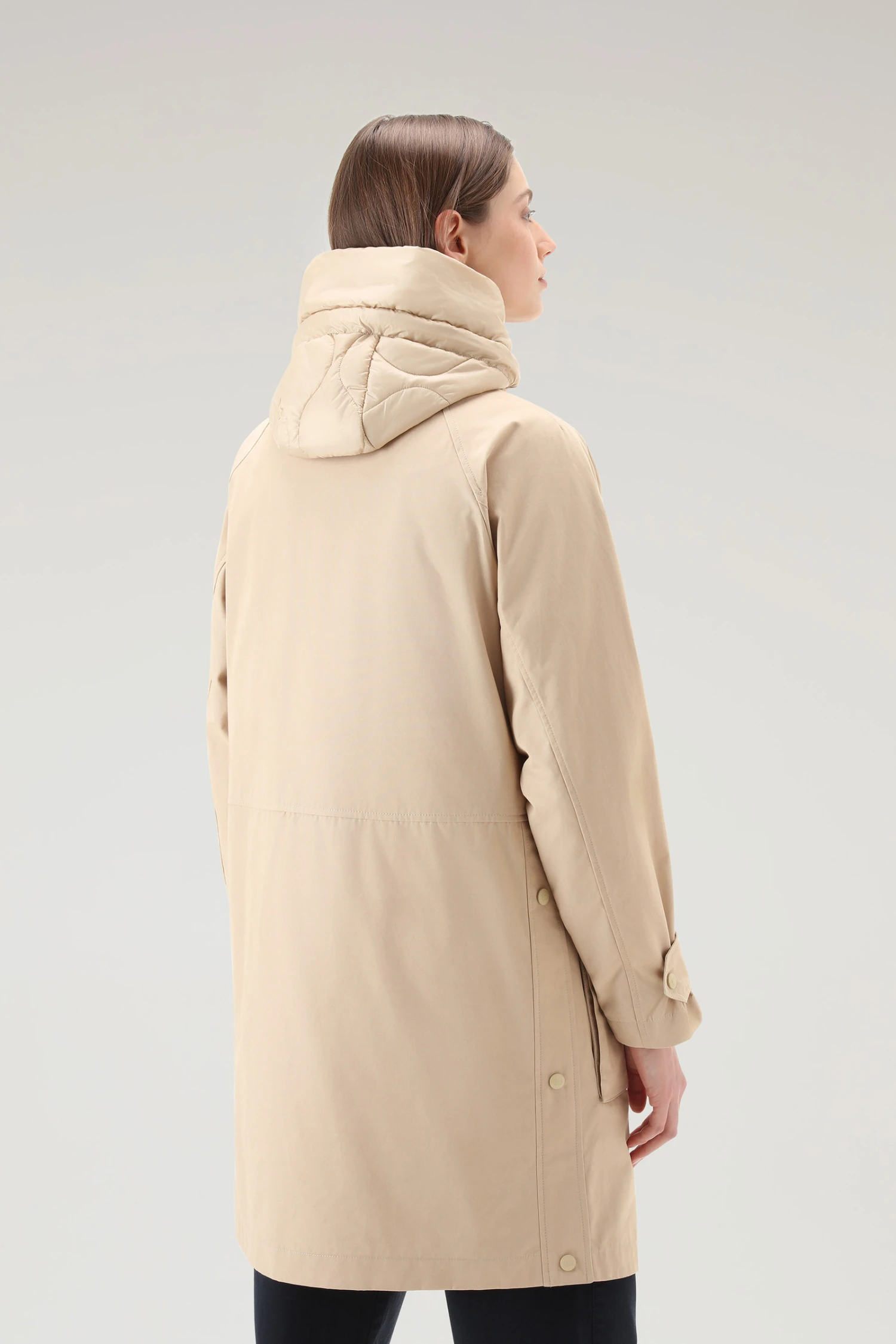Woolrich Sideline Parka 3 In 1 In Cotone Soft Byrd Con Gilet Imbottito Removibile - Donna - Beige 4 Woolrich Sideline Parka 3 In 1 In Cotone Soft Byrd Con Gilet Imbottito Removibile - Donna - Beige - immagine 2