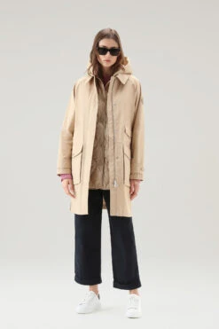 Woolrich Sideline Parka 3 In 1 In Cotone Soft Byrd Con Gilet Imbottito Removibile - Donna - Beige