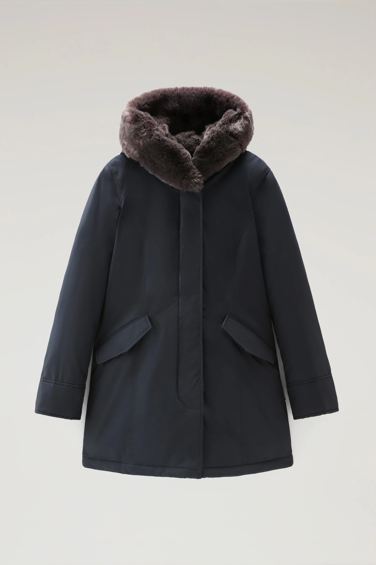 Woolrich Beaker Parka In Ramar Cloth Con Pelliccia Sintetica - Donna - Blu 7 Woolrich Beaker Parka In Ramar Cloth Con Pelliccia Sintetica - Donna - Blu - immagine 5
