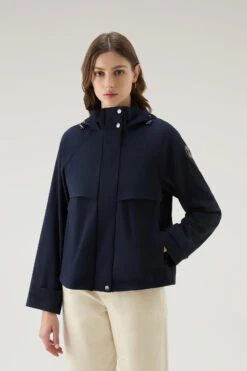 Woolrich Parka Corto In Pura Lana Vergine Vitale Barberis Canonico Con Cappuccio - Donna - Blu