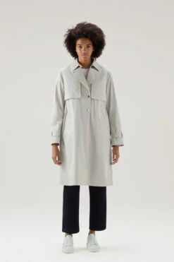 Woolrich Trench Havice In Puro Cotone - Donna - Bianco